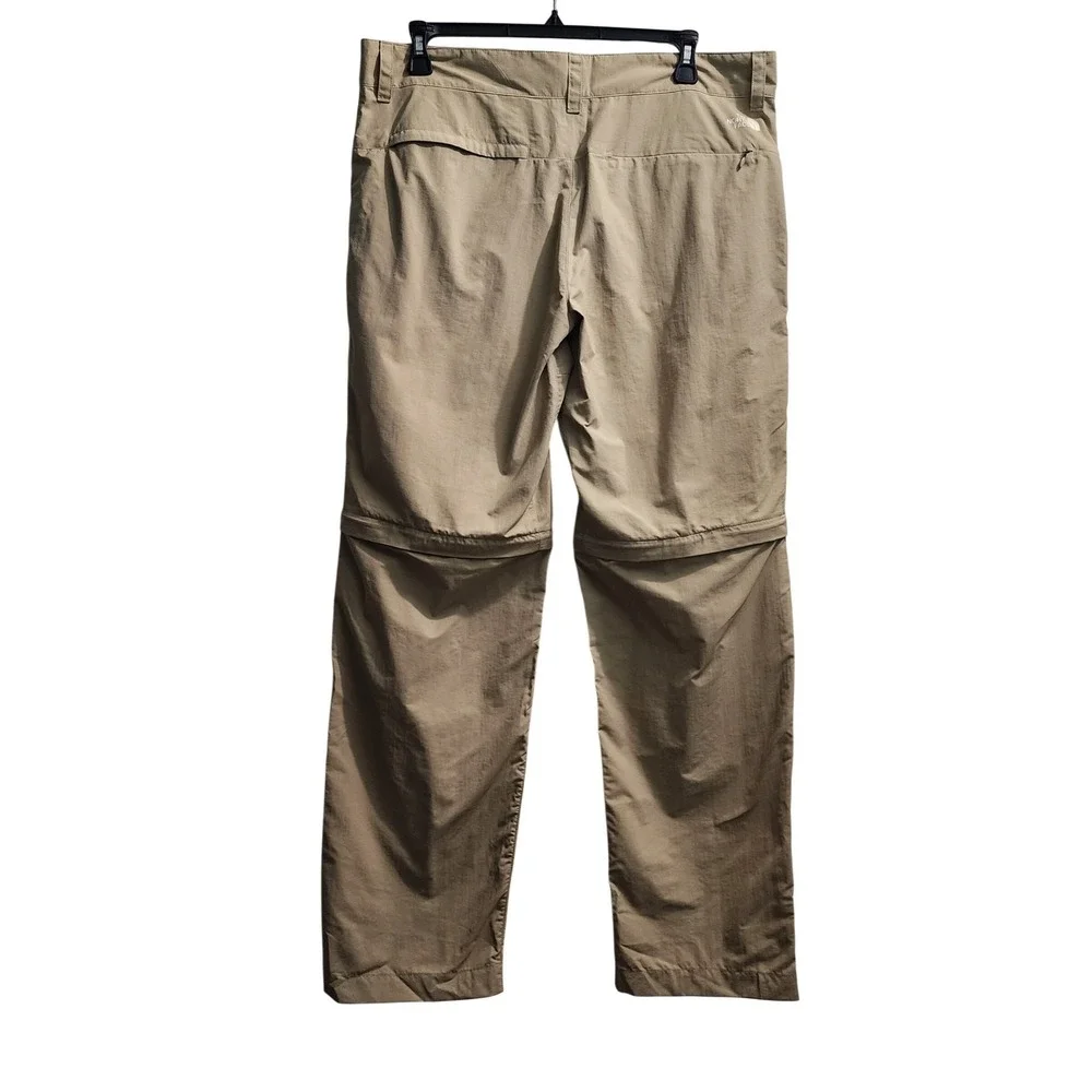 The North‎ Face Mens Convertible Hiking Pants Khaki Ripstop Zip Off Shorts 38x32